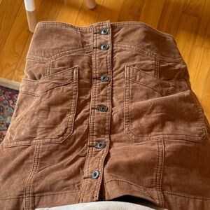 Free People Brown Corduroy Button-Front Skirt